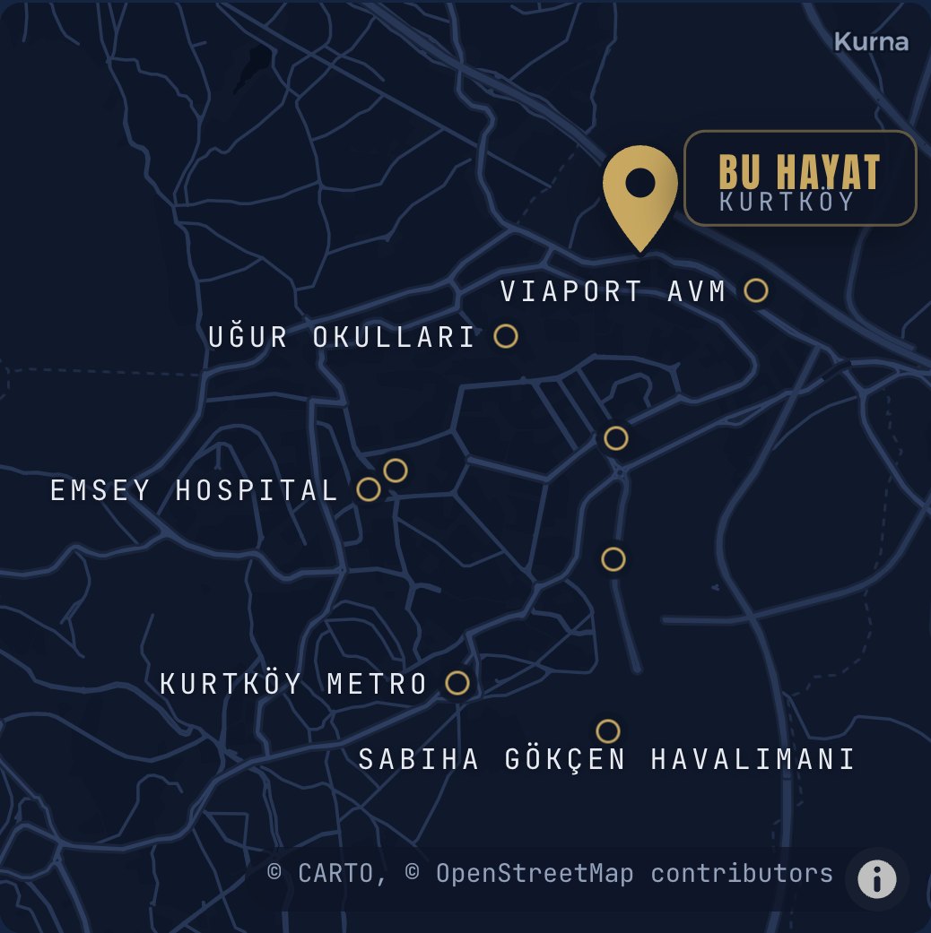 Harita: Bu Hayat, Yenişehir Mah., Reyhan Cd. No:44, 34912 Pendik, İstanbul
